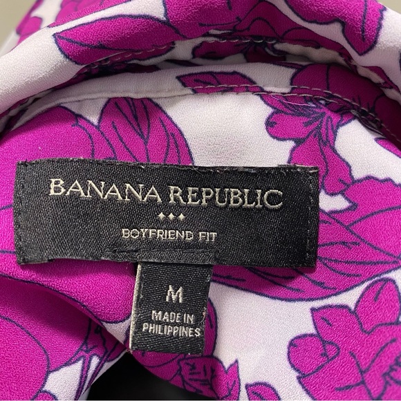 Banana Republic Boyfriend Fit Floral Button Front & Back Blouse Size M - Picture 3 of 17